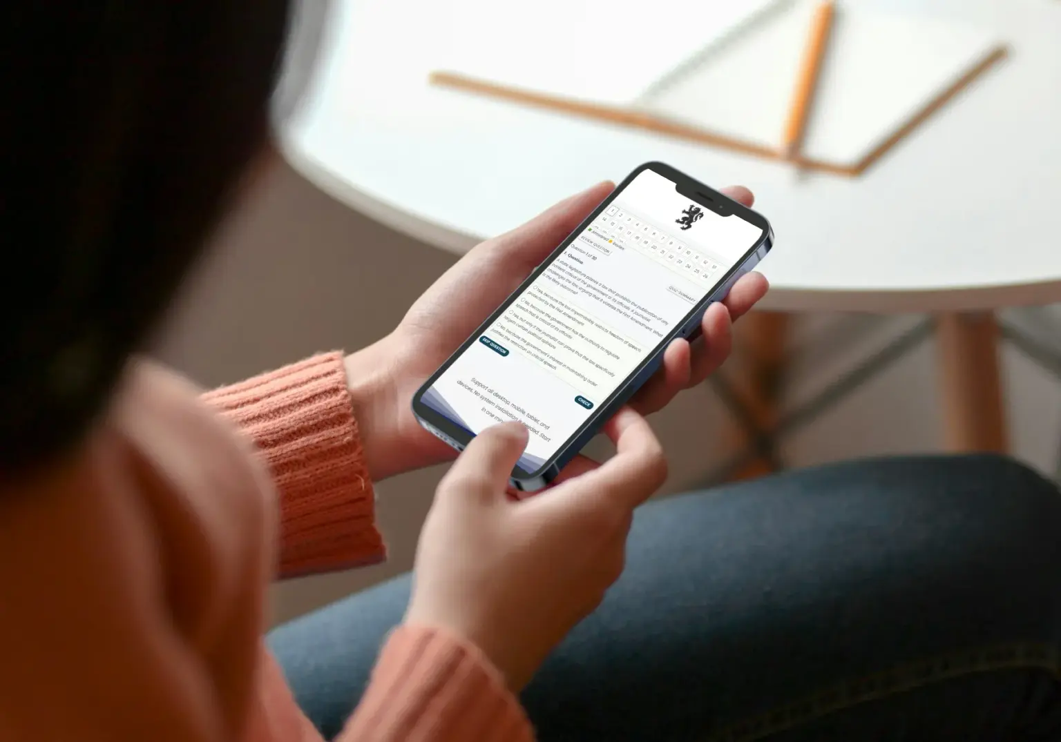 Candidate using Construction Tutor on mobile